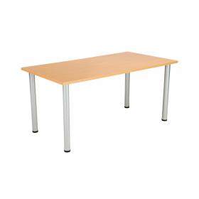 VOW Jemini Rectangular Meeting Table 1600x800x730mm BeechSilver KF816630 KF816630