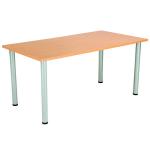 Jemini Rectangular Meeting Table 1600x800x730mm Beech/Silver KF816630 KF816630