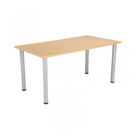 Jemini Rectangular Meeting Table 1600x800x730mm Nova Oak/Silver KF816647 KF816647