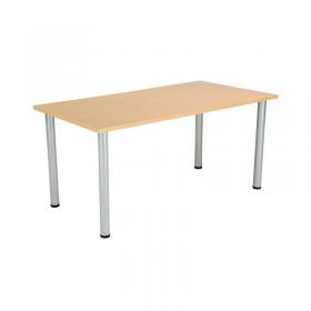 VOW Jemini Rectangular Meeting Table 1600x800x730mm Nova OakSilver KF816647 KF816647