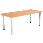 Jemini Rectangular Meeting Table 1800x800x730mm Beech/Silver KF816654 KF816654