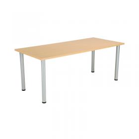 VOW Jemini Rectangular Meeting Table 1800x800x730 Nova OakSilver KF816661 KF816661