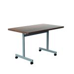 Jemini Rectangular Tilting Table 1200x700x720mm Dark Walnut/Silver KF816739 KF816739
