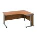 Jemini Double Upright Wooden Insert Right Hand Radial Desk 1200x1200mm Nova Oak/Silver KF817780