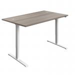 Jemini Single Motor Sit/Stand Desk with Cable Ports 1200x800x730-1220mm Grey Oak/White KF818127 KF818127