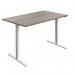 Jemini Single Motor SitStand Desk with Cable Ports 1200x800x730-1220mm Grey OakWhite KF818127 KF818127