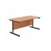 Jemini Rectangular Single Upright Cantilever Desk 1800x800x730mm Beech/Black KF818230 KF818229