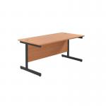 Jemini Rectangular Single Upright Cantilever Desk 1800x800x730mm BeechBlack KF818230 KF818229