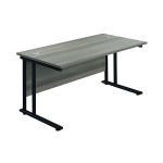 Jemini Rectangular Double Upright Cantilever Desk 1400x800x730mm Grey Oak/Black KF819066 KF819066