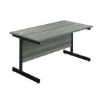 Jemini Rectangular Single Upright Cantilever Desk 1800x800x730mm Grey Oak/Black KF819431 KF819431