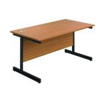 Jemini Rectangular Single Upright Cantilever Desk 1800x800x730mm Nova Oak/Black KF819455 KF819455