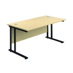 Jemini Rectangular Double Upright Cantilever Desk 1400x800x730mm Maple/Black KF819486 KF819486