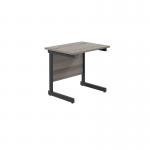 Jemini Rectangular Double Upright Cantilever Desk 800x600x730mm Grey OakBlack KF819509 KF819509