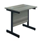 Jemini Rectangular Double Upright Cantilever Desk 800x600x730mm Grey Oak/Black KF819509 KF819509