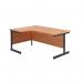 Jemini Radial Left Hand Single Upright Cantilever Desk 1600x1200x730mm Beech/Black KF819615 KF819615