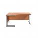 Jemini Radial Left Hand Single Upright Cantilever Desk 1600x1200x730mm Beech/Black KF819615 KF819615