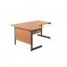 Jemini Radial Left Hand Single Upright Cantilever Desk 1600x1200x730mm Beech/Black KF819615 KF819615