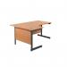 Jemini Radial Left Hand Single Upright Cantilever Desk 1600x1200x730mm BeechBlack KF819615 KF819615