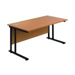 Jemini Rectangular Double Upright Cantilever Desk 1400x800x730mm Nova Oak/Black KF819622 KF819622