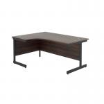 Jemini Radial Left Hand Single Upright Cantilever Desk 1600x1200x730mm Walnut/Black KF819639 KF819639