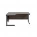 Jemini Radial Left Hand Single Upright Cantilever Desk 1600x1200x730mm Walnut/Black KF819639 KF819639