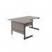 Jemini Radial Left Hand Single Upright Cantilever Desk 1600x1200x730mm Grey OakBlack KF819646 KF819646