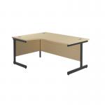 Jemini Radial Left Hand Single Upright Cantilever Desk 1600x1200x730mm Maple/Black KF819654 KF819653