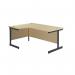 Jemini Radial Left Hand Single Upright Cantilever Desk 1600x1200x730mm Maple/Black KF819654 KF819653