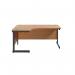 Jemini Radial Left Hand Single Upright Cantilever Desk 1600x1200x730mm Nova Oak/Black KF819660 KF819660