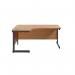 Jemini Radial Left Hand Single Upright Cantilever Desk 1600x1200x730mm Nova OakBlack KF819660 KF819660