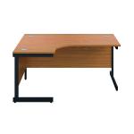Jemini Radial Left Hand Single Upright Cantilever Desk 1600x1200x730mm Nova Oak/Black KF819660 KF819660