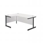 Jemini Radial Left Hand Single Upright Cantilever Desk 1600x1200x730mm White/Black KF819677 KF819677