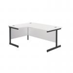 Jemini Radial Left Hand Single Upright Cantilever Desk 1600x1200x730mm WhiteBlack KF819677 KF819677