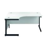 Jemini Radial Left Hand Single Upright Cantilever Desk 1600x1200x730mm White/Black KF819677 KF819677