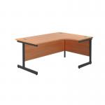 Jemini Radial Right Hand Single Upright Cantilever Desk 1600x1200x730mm Beech/Black KF819684 KF819684