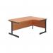 Jemini Radial Right Hand Single Upright Cantilever Desk 1600x1200x730mm Beech/Black KF819684 KF819684