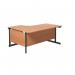 Jemini Radial Right Hand Single Upright Cantilever Desk 1600x1200x730mm Beech/Black KF819684 KF819684