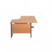 Jemini Radial Right Hand Single Upright Cantilever Desk 1600x1200x730mm Beech/Black KF819684 KF819684