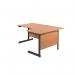 Jemini Radial Right Hand Single Upright Cantilever Desk 1600x1200x730mm Beech/Black KF819684 KF819684