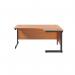 Jemini Radial Right Hand Single Upright Cantilever Desk 1600x1200x730mm Beech/Black KF819684 KF819684