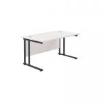 Jemini Rectangular Double Upright Cantilever Desk 1400x800x730mm White/Black KF819691 KF819691