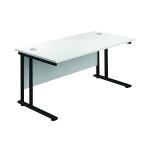 Jemini Rectangular Double Upright Cantilever Desk 1400x800x730mm White/Black KF819691 KF819691