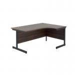 Jemini Radial Right Hand Single Upright Cantilever Desk 1600x1200x730mm Walnut/Black KF819707 KF819707