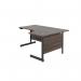 Jemini Radial Right Hand Single Upright Cantilever Desk 1600x1200x730mm Walnut/Black KF819707 KF819707