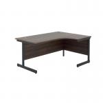 Jemini Radial Right Hand Single Upright Cantilever Desk 1600x1200x730mm WalnutBlack KF819707 KF819707