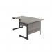 Jemini Radial Right Hand Single Upright Cantilever Desk 1600x1200x730mm Grey Oak/Black KF819714 KF819714