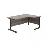 Jemini Radial Right Hand Single Upright Cantilever Desk 1600x1200x730mm Grey OakBlack KF819714 KF819714