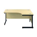 Jemini Radial Right Hand Single Upright Cantilever Desk 1600x1200x730mm Maple/Black KF819721 KF819721