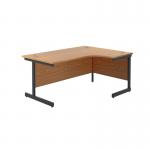 Jemini Radial Right Hand Single Upright Cantilever Desk 1600x1200x730mm Nova Oak/Black KF819738 KF819738