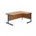 Jemini Radial Right Hand Single Upright Cantilever Desk 1600x1200x730mm Nova Oak/Black KF819738 KF819738